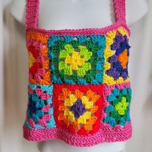Granny square crochet crop top